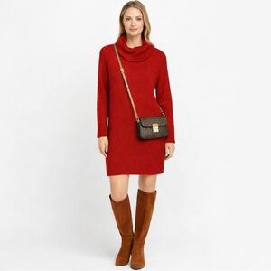 LOFT NWT $89.59 Sweater Cowl Neck Red Dress Long Sleeves Oversized